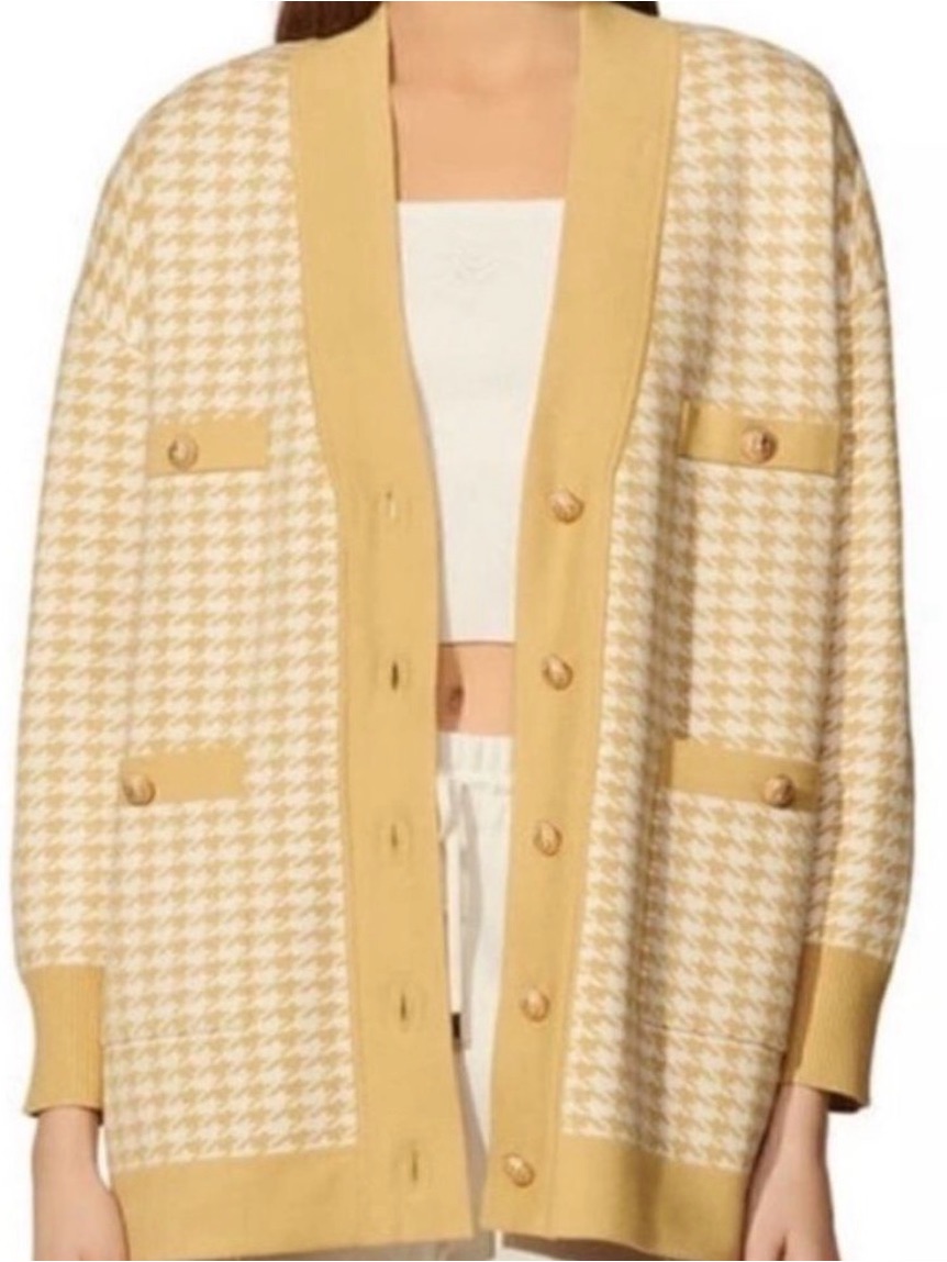 Joie Mustard Yellow Gingham Cardigan